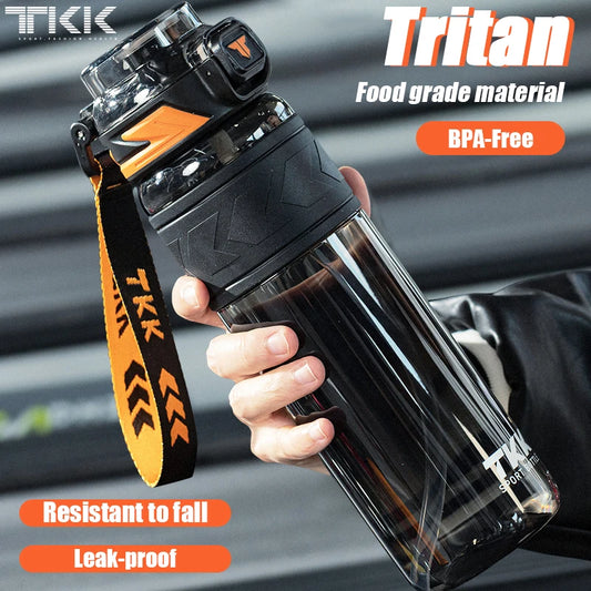 600/800/1000Ml Sports Watter Bottle Tritan BPA Free Straw Portable Leak-Proof Plastic Drinkware Outdoor Fitness Kettle